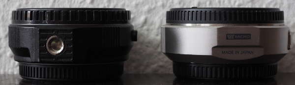 Links noname FT-MFT Adapter, rechts Olympus MMF-1